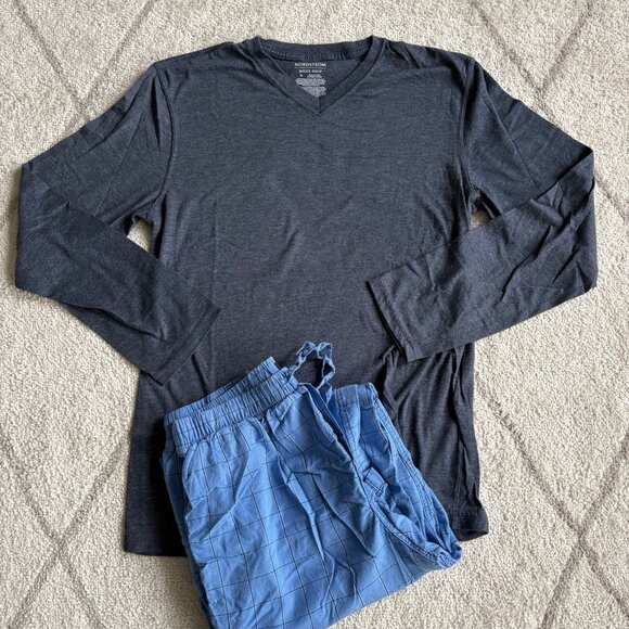Nordstrom Men’s Shop Pajama Set Long Sleeve Top & Cotton Lounge Pants Sz M - Picture 1 of 7